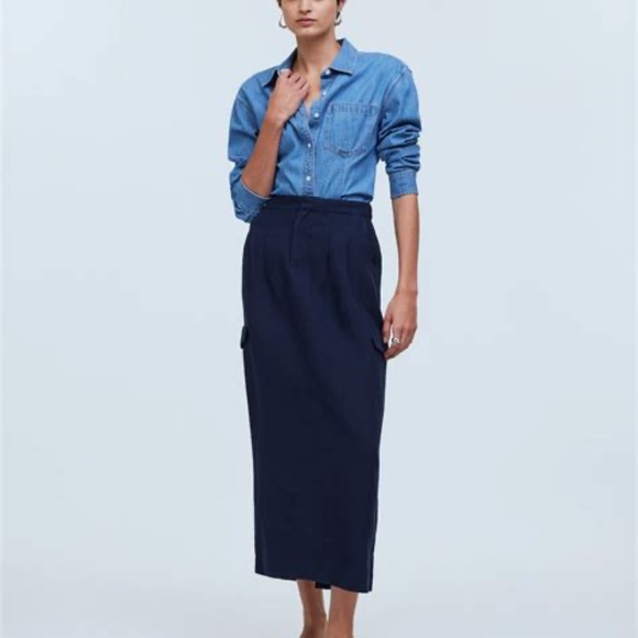 Madewell Dresses & Skirts - MADEWELL Pleated High-Waist Cargo Midi Skirt (size 12) (NWT)